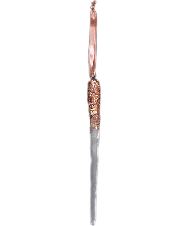 Rose Gold Glitter Icicle Tree Ornament 19cm