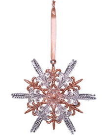 Rose Gold Glitter Snowflake Tree Ornament 13cm