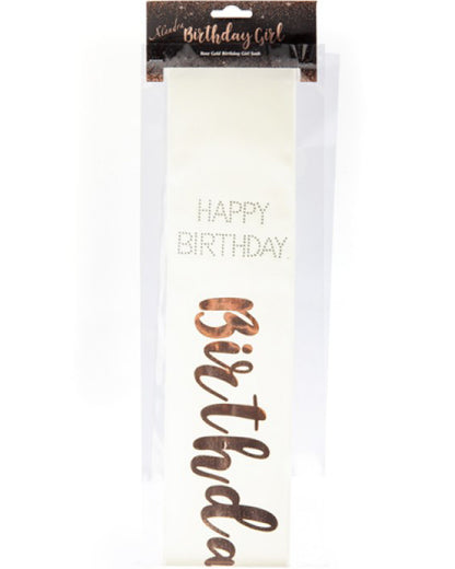 Rose Gold Happy Birthday Girl Sash