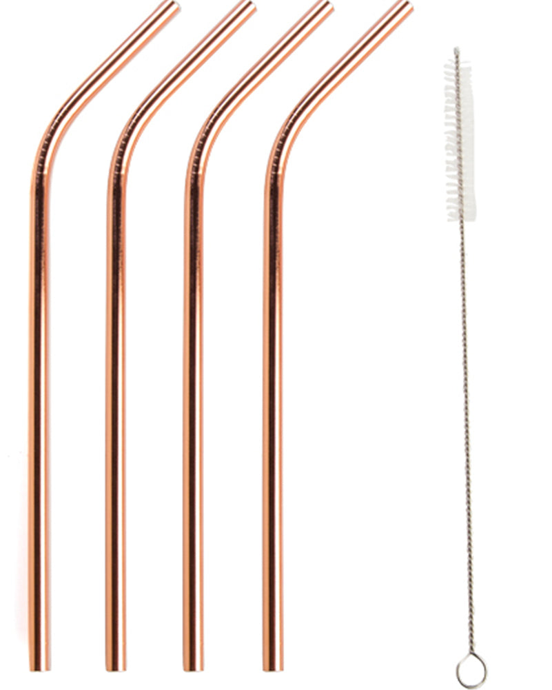 Rose Gold Metallic Straws Pack of 4
