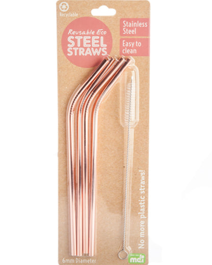 Rose Gold Metallic Straws Pack of 4