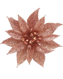 Christmas Rose Gold Poinsettia with Clip 10cm Pack of 3