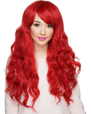 Long Wavy Premium Crimson Red Wig