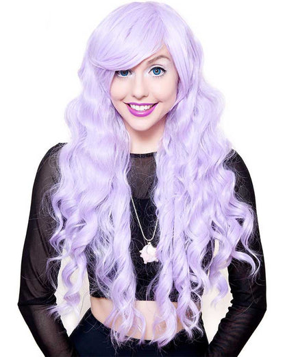 Premium Long Wavy Lavender Wig