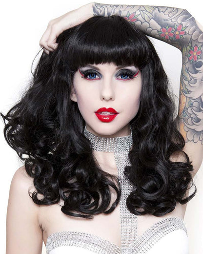 Bang Bang Black Widow Premium Curly Black Wig