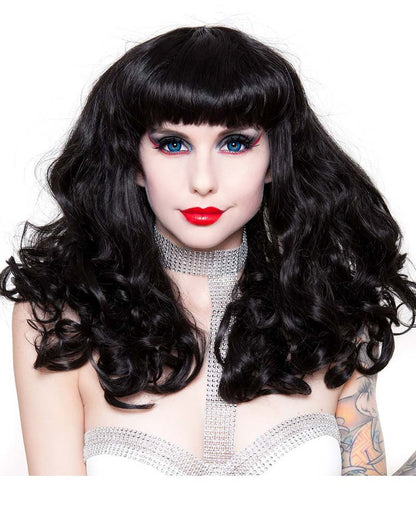 Bang Bang Black Widow Premium Curly Black Wig
