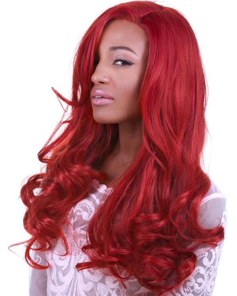 Peek A Boo Henna Lace Front Premium Long Red Wig