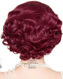 20s Flapper Finger Wave Premium Short Burgundy Wig
