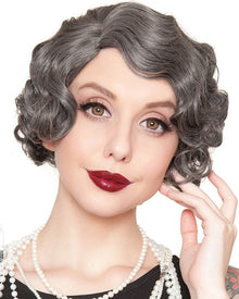 20s Flapper Finger Wave Premium Short Grey Wig