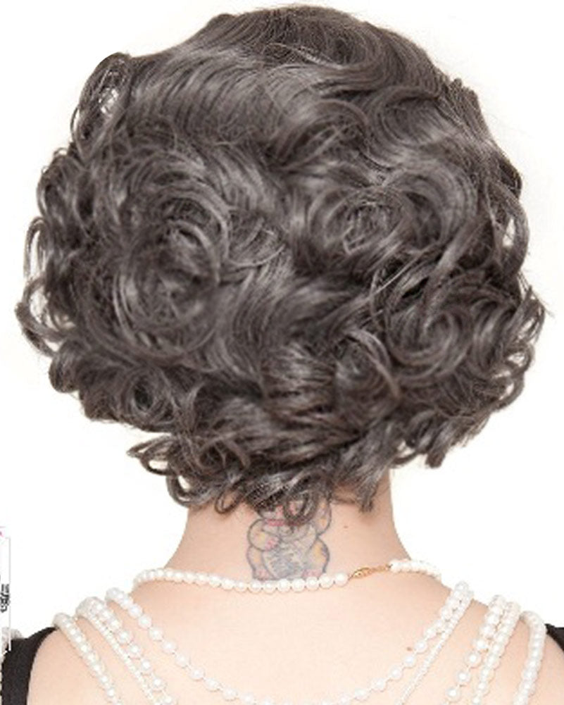 20s Flapper Finger Wave Premium Short Grey Wig