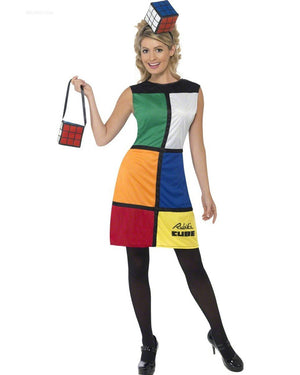 Rubiks Cube 80s Dress Womens Costume