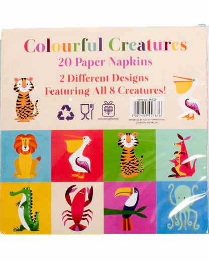 Colourful Creatures Cocktail Napkins Pack of 20
