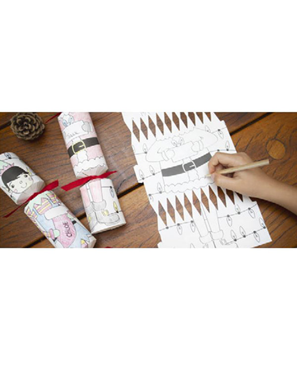 Santa and Elf Kids Colour Me Christmas Crackers Pack of 6