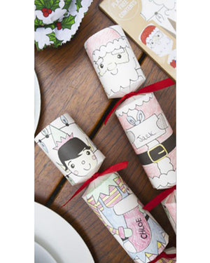 Santa and Elf Kids Colour Me Christmas Crackers Pack of 6