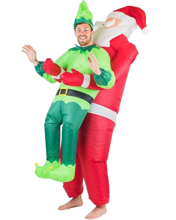 Santa and Elf Lift You Up Inflatable Adult Christmas Costume