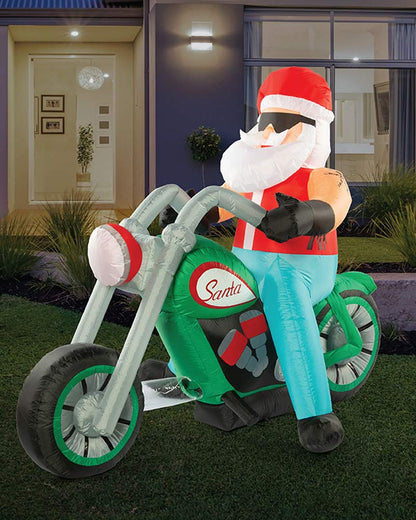 Santa Bikie Christmas Lawn Inflatable Decoration 1.8m
