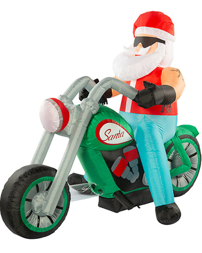 Santa Bikie Christmas Lawn Inflatable Decoration 1.8m