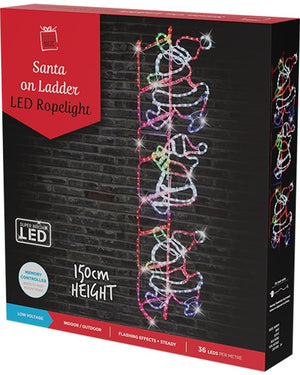 Santa Climbing Ladder Christmas LED Ropelight 1.5m