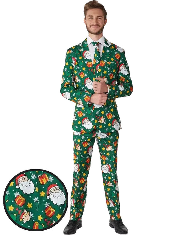 Christmas Santa Elves Green Mens Suitmeister