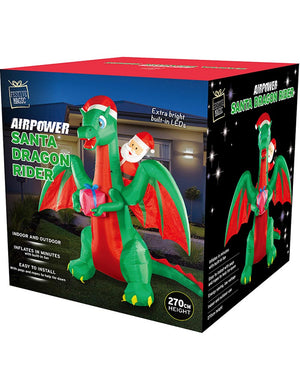 Santa On Dragon Christmas Lawn Inflatable Decoration 2.7m