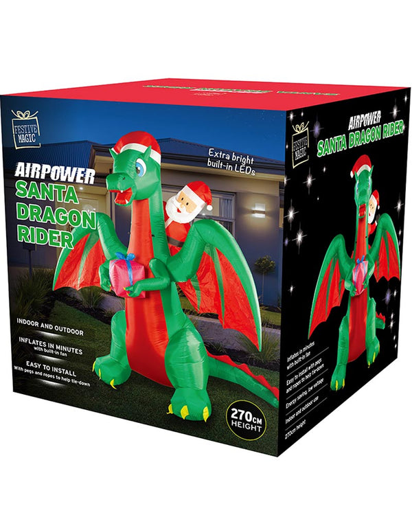 Santa On Dragon Christmas Lawn Inflatable Decoration 2.7m
