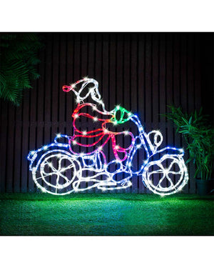 Santa On Motorbike Christmas LED Ropelight 98cm
