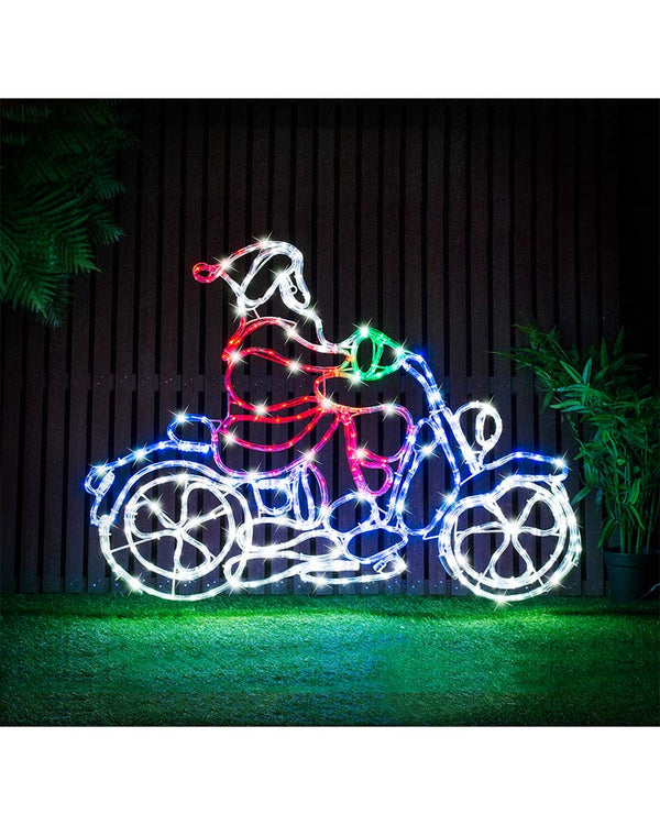 Santa On Motorbike Christmas LED Ropelight 98cm