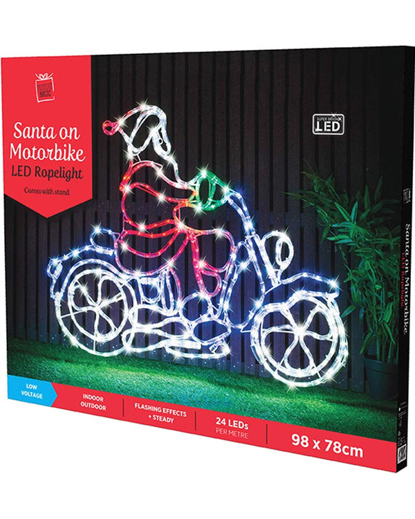 Santa On Motorbike Christmas LED Ropelight 98cm