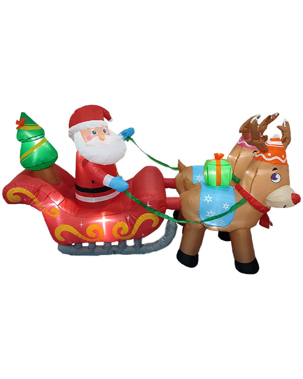 Santa with Deers Christmas Lawn Inflatable 1.8m