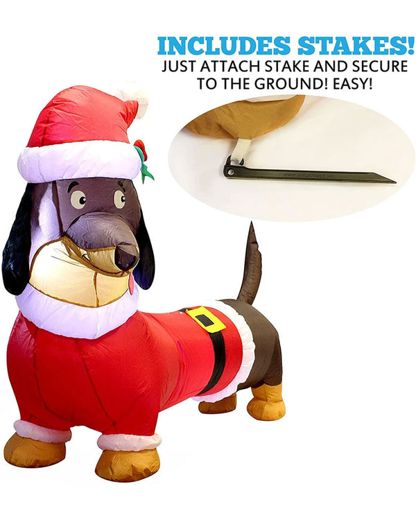 Santas Lil Helper Dachshund Christmas Lawn Inflatable 1.5m