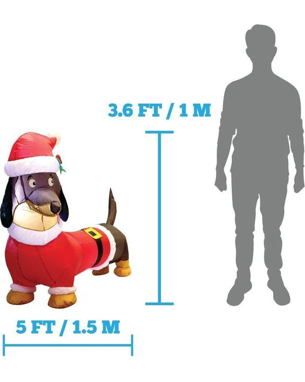 Santas Lil Helper Dachshund Christmas Lawn Inflatable 1.5m