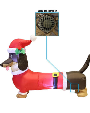 Santas Lil Helper Dachshund Christmas Lawn Inflatable 1.5m
