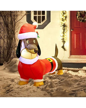 Santas Lil Helper Dachshund Christmas Lawn Inflatable 1.5m
