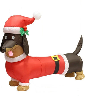 Santas Lil Helper Dachshund Christmas Lawn Inflatable 1.5m