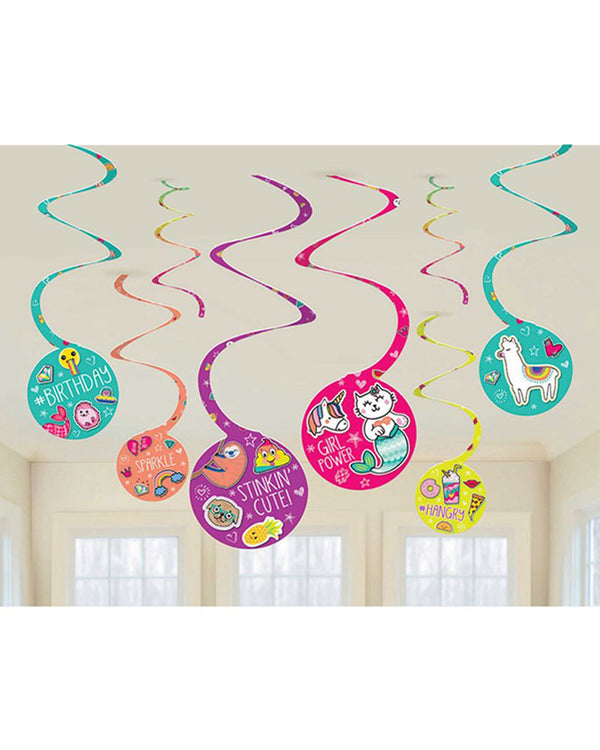 Selfie Celebration Hanging Swirl Decorations Pack of 8