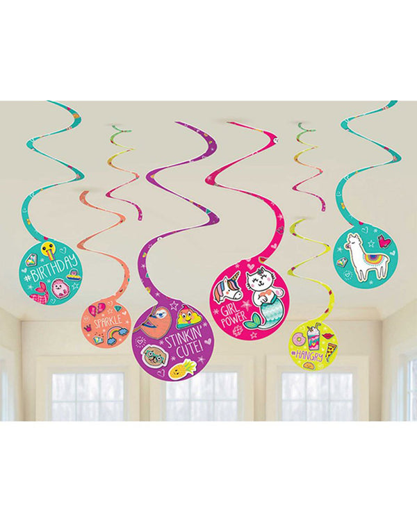 Selfie Celebration Hanging Swirl Decorations Pack of 8