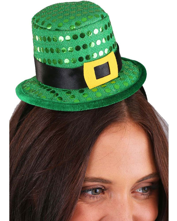 Sequin Mini Leprechaun Deluxe Hat Headband