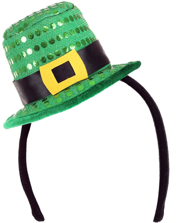 Sequin Mini Leprechaun Deluxe Hat Headband