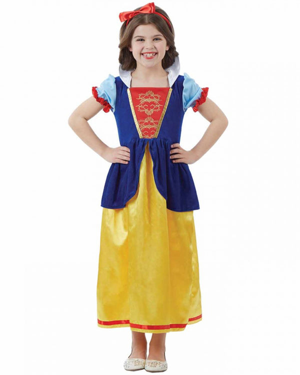Fun Shack Snow Princess Of The Dwarves Costume For Girls - Blue, Yellow & Red Book Character Halloween Dress