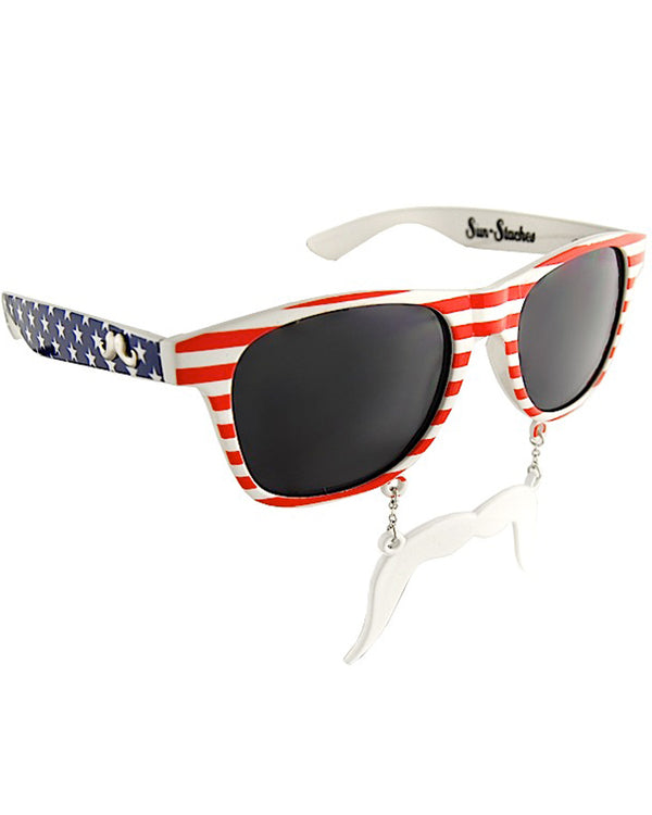 American Patriotic Glasses with Stache