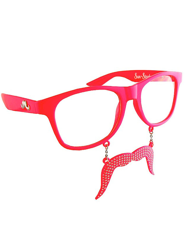 Pink Glasses with Bling Stache