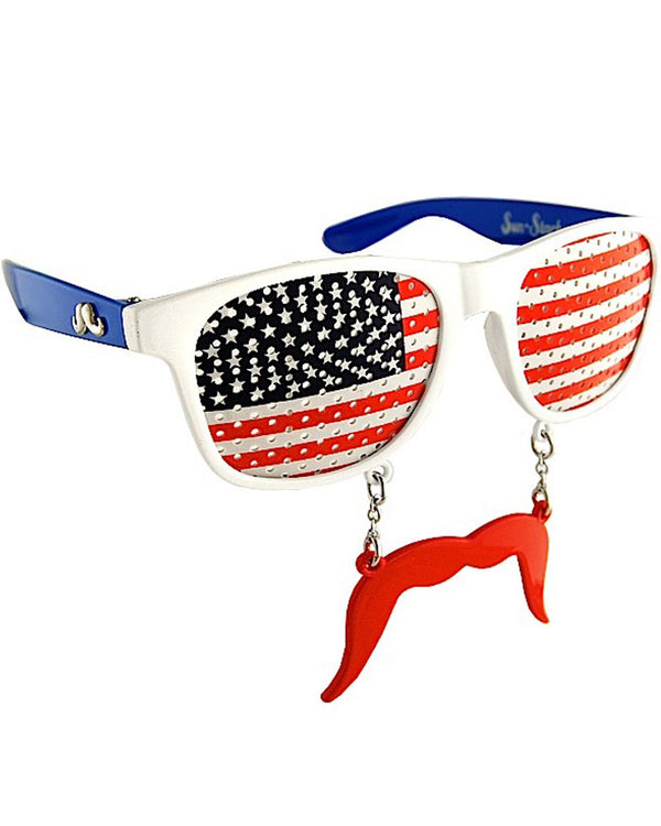 Patriotic Flag Glasses with Stache