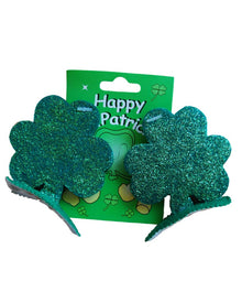 Shamrock Glitter Hair Clips Pack of 2
