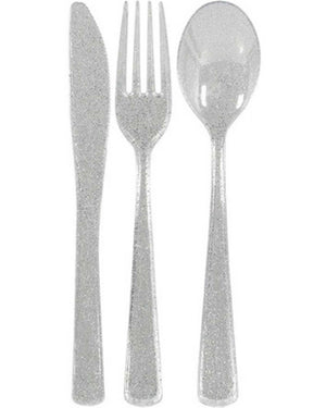 Christmas Shimmering Silver Premium Cutlery Set Pack of 48