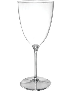 Christmas Silver Stem 207ml Clear Premium Plastic Wine Glasses Pack of 8
