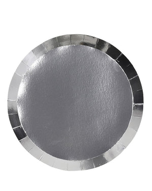 Christmas Silver 23cm Round Paper Lunch Plates Pack of 10