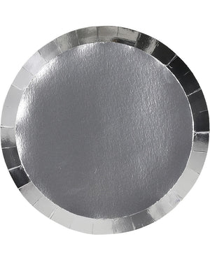 Christmas Silver 27cm Round Paper Banquet Plates Pack of 10