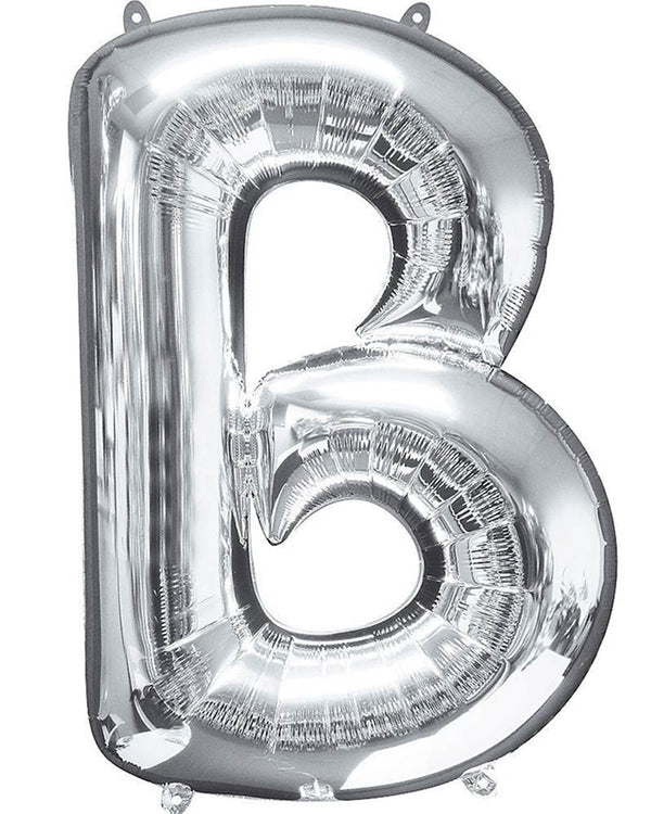 Silver 86cm Letter B Supershape Foil Balloon