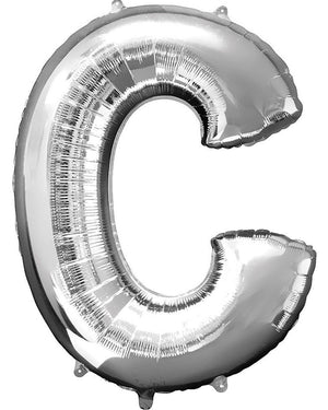 Silver 86cm Letter C Supershape Foil Balloon