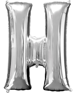 Silver 86cm Letter H Supershape Foil Balloon